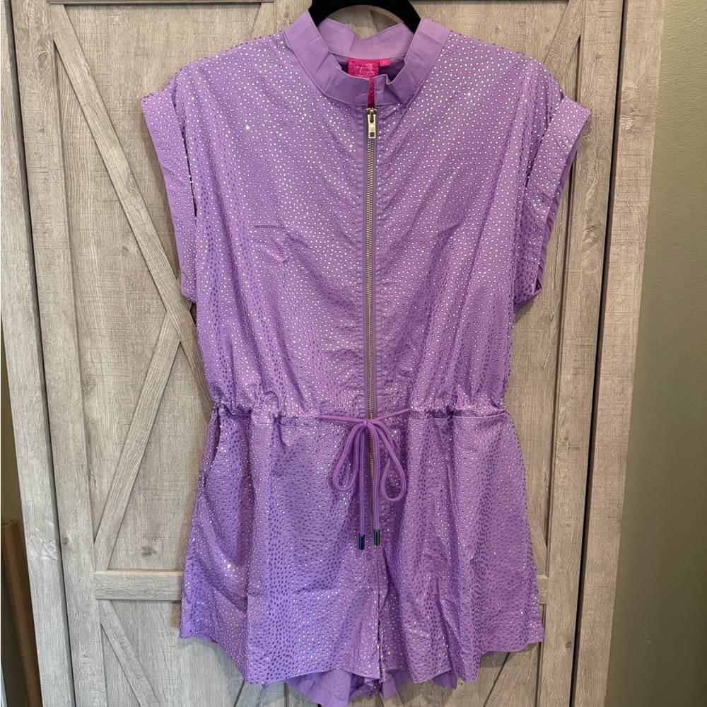 QUEEN OF SPARKLES Purple Lavender Sequin Romper